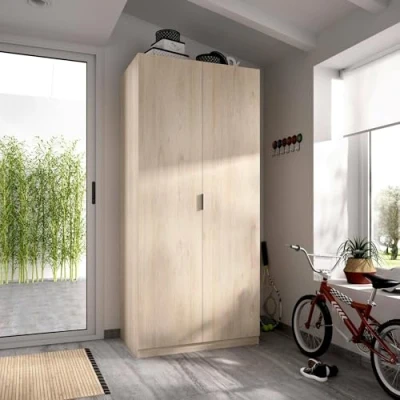 Abbildung von Dmora Giovo, Garderobenschrank für Schlafzimmer, Kleiderschrank mit 2 Flügeltüren, 81 x 52 184 cm, Eiche, Holzwerkstoff