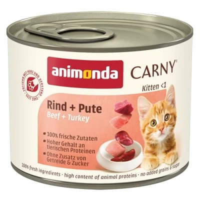 Carny Katzen Nassfutter Kitten Rind + Pute (12 x 200g), ohne Getreide und  Zucker von animonda fr wachsende Ktzchen bis 1 Jahr, mit frischen Zutaten  kaufen? Vergleichen Sie bei Bigshopper
