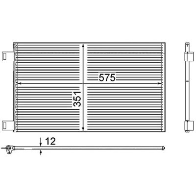 Abbildung von MAHLE ORIGINAL AC 569 000P Klimakondensator ohne Trockner 575 RENAULT: Kangoo I, II / Grand Kangoo, Express