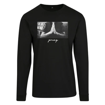 Abbildung von Mister Tee Herren PRAY Longsleeve Langarmshirt, Herren, Größe: Small, Black