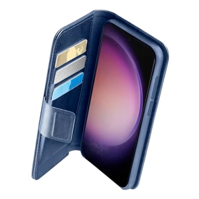 Abbildung von cellularline Book Agenda Galaxy S24 Ultra Eleganz und Funktionalität in Einer einzigen Lösung mit integrierter mikrobaner antibakterieller Technologie Blau