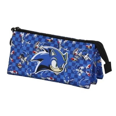Abbildung von Sega Sonic Action Dreifach Federmäppchen, Blau, 23 x 11 cm