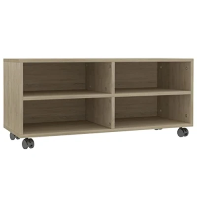 Abbildung von vidaXL TV Schrank mit Rollen Lowboard Fernsehtisch Möbel Board Tisch Fernsehschrank Sideboard HiFi Sonoma Eiche 90x35x35cm Holzwerkstoff