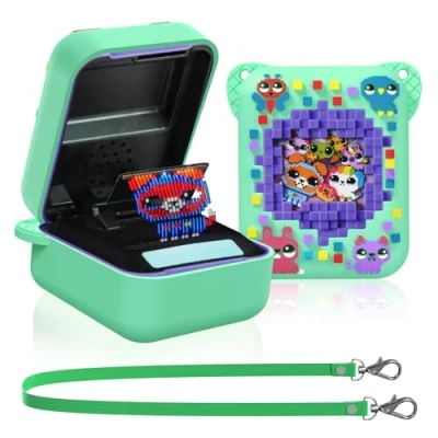 Abbildung von Schutzhülle für Bitzee Interactive Toy Digital Pet, MOWYEOK Mit Animal Print, Kompatibel der Zubehör des Lanyard (Grün)