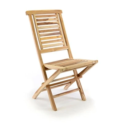 Abbildung von Divero Natur Gartenstuhl klappbar Hantown aus Teak Holz massiv Klappstuhl (Teak Natur)