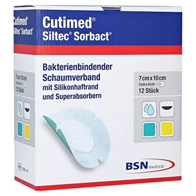 Abbildung von Cutimed Siltec Sorbact B Pu verb.7x10 Cm Oval 12 St