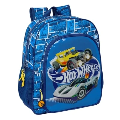 Abbildung von HOT WHEELS SONNY Schulrucksack für Kinder, anpassbar an den Kinderwagen, ideal Kinder im Schulalter, bequem und vielseitig, Qualität Widerstandsfähigkeit, 32 x 12 38 cm, Marineblau,