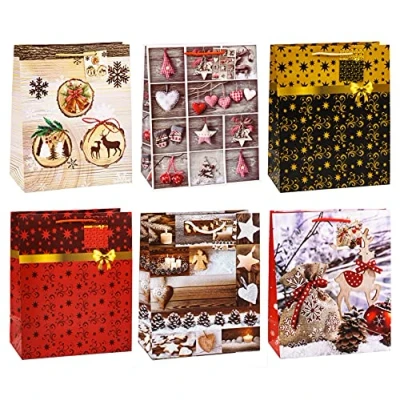 Abbildung von TSI Geschenktüten WEIHNACHTEN SERIE 9, 12er Packung, Größe: Groß (HxBxT 32 x 26 13,5 cm), Art. Nr. 83319