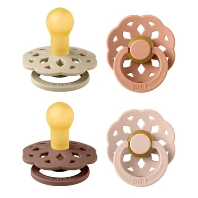 Abbildung von BIBS Boheme Schnuller 4er Pack. BPA frei, Kirschform Nippel. Naturkautschuk/Latex, Hergestellt in Dänemark. 0 6 Monate (4er Pack), Vanilla Mix