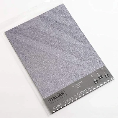 Abbildung von Italian Options 250 g/m² fusselfreies Glitzer Karton Bastelpapier, A4 Größe, Zinngrau