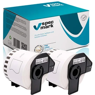 Abbildung von specmark 2 Rollen Endlosetiketten kompatibel mit Brother DK 22205 62mm x 30,48m Etiketten für allen QL Etikettendruckern 570 700 800