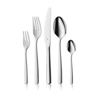Abbildung von WMF Boston Besteck Set 12 Personen, Essbesteck 60 teilig, Monobloc Messer, Cromargan Edelstahl poliert, glänzend, spülmaschinenfest