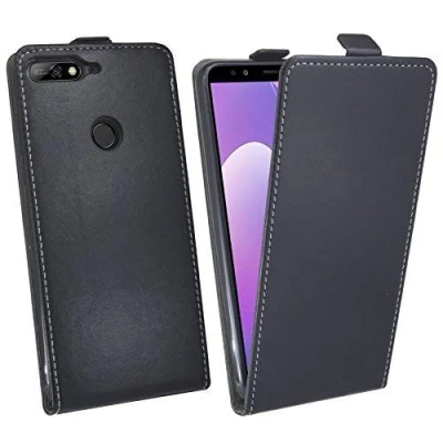 Abbildung von cofi1453 Klapptasche Schutztasche Schutzhülle kompatibel mit Huawei Y7 2018 Flip Tasche Hülle Zubehör Etui in Schwarz