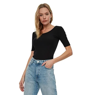 Abbildung von Trendyol Damen Wry Knitted Blouse Hemd, Black, S