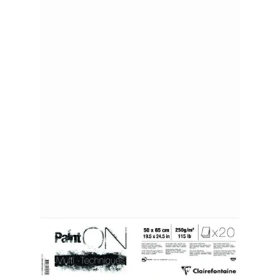 Abbildung von Clairefontaine 975813C PaintOn Mappe (mit 20 Bögen, 250 g, 100% reines Zellulosepapier mit leichter Körnung, 50 x 65 cm, ideal für Multitechniken) extraweiß