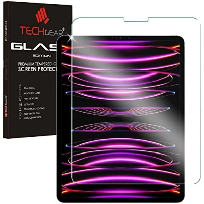 Abbildung von TECHGEAR Glas Schutzfolie Kompatible mit iPad Pro 12.9 2022/2021/2020, Displayschutz folie aus gehärtetem Glass [9H Härte] [Crystal] kompatibel 12,9 6. 5. 4. 3. Generation