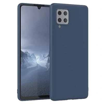 Abbildung von EAZY Case Silikonhülle für Samsung Galaxy A42 5G Hülle Silikon Blau weich stoßfeste Handyhülle Schutzhülle mit Kameraschutz Dünn Premium Schutz Cover TPU Phone Bumper in Dunkelblau