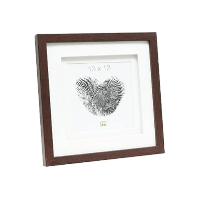 Abbildung von Deknudt Frames Bilderrahmen mit doppeltem Passepartout Braun S65KQ1 für Bildgröße 13x13cm Holz MDF Bilder aufhängen oder ausstellen