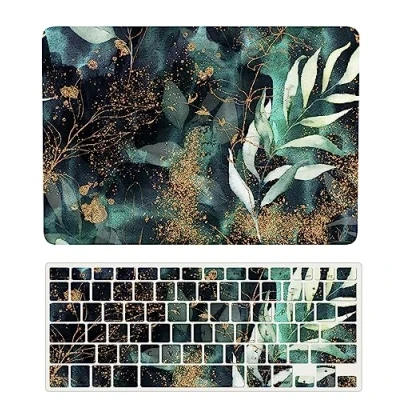 Abbildung von Hülle Kompatibel mit Neues MacBook Air 13 Zoll 2020 2019 2018 Freisetzung A1932 A2179 A2337 M1 Retina Display and Touch ID, Plastik Hartschale Snap Case &amp; Tastaturabdeckung, Blätter