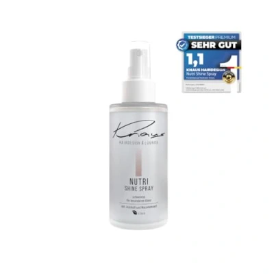 Abbildung von Knaus Hairdesign Nutri Shine Spray 2 Phasen Feuchtigkeitsspendendes Glanz für schwerelosen und seidigen Hitzeschutz Vegan 100 ml