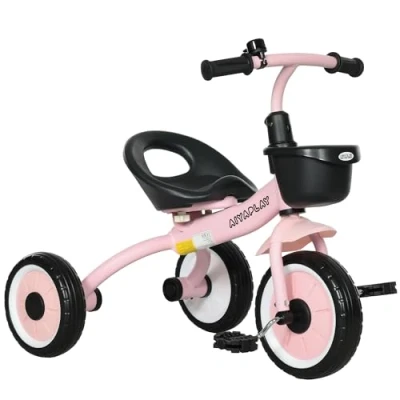 Abbildung von AIYAPLAY Dreirad Kinderfahrrad mit verstellbarer Sitz Laufrad Lauffahrrad, Metall, Rosa, 70.5L x 53B 58H cm