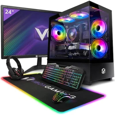 Abbildung von Vibox V 212 Gaming PC Set Komplett Monitor 24 Zoll AMD Ryzen 5 4500 4.1GHz Nvidia RTX 4060 Ti 8GB 16GB RAM 1TB SSD Windows 11 WiFi