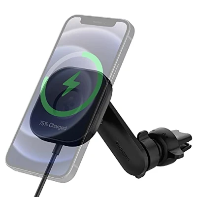 Abbildung von Spigen OneTap Pro MagFit Magnetisches Kabelloses Handyhalterung Auto Ladegerät für MagSafe, Fast Wireless Charger Lüftung Kompatibel mit iPhone 16 15 14 13 12 Max Plus