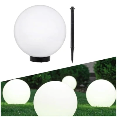 Abbildung von GreenBlue GB123 Außensolarlampe Kugel Solarleuchte LED Durchmesser 20cm (Weiß)