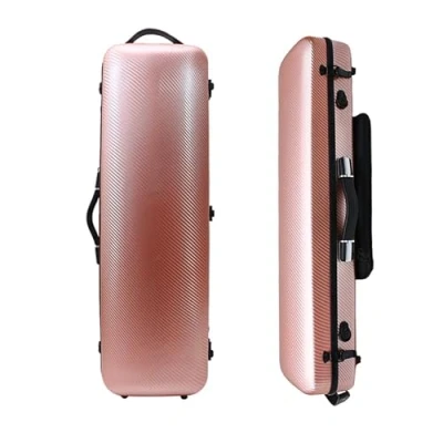 Abbildung von yinfente 4/4 New Violin Case Kohlefaser Fiberglas Längliches Etui Starkes Licht Musiknotentasche in voller Größe Roségold
