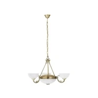 Abbildung von Eglo 82748 Hängelampe SAVOY Metallguss brüniert, Glas satiniert weiss E14,E27 max. 3X40W,2X40W H:110cm Ø74cm dimmbar