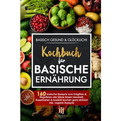 Abbildung von basisch gesund &amp; glücklich! Kochbuch für basische Ernährung: 160 Rezepte zum Entgiften Regulieren des Säure Basen Haushalt, Basenfasten kochen ganz einfach inkl. vegane