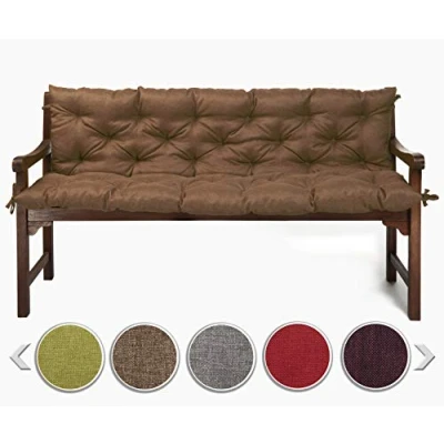 Abbildung von sunnypillow Bankauflage Stuhlkissen Bankkissen 110 x 50 cm Sitzkissen und Rückenkissen für Hollywoodschaukel Polsterauflage Auflage Gartenbank viele Farben Größen zur Auswahl Braun