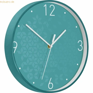 Abbildung von Leitz Wanduhr WOW, Eisblau, 32.5 x 31.1 cm