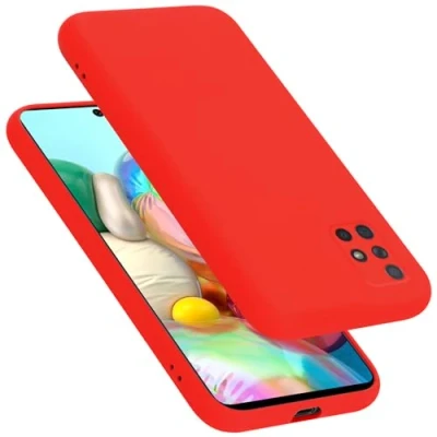 Abbildung von Cadorabo Hülle kompatibel mit Samsung Galaxy A51 4G M40s Schutzhülle TPU Silikon Case Liquid Design Slim Kratzfest Liquidsilikon Microfaser für in Rot