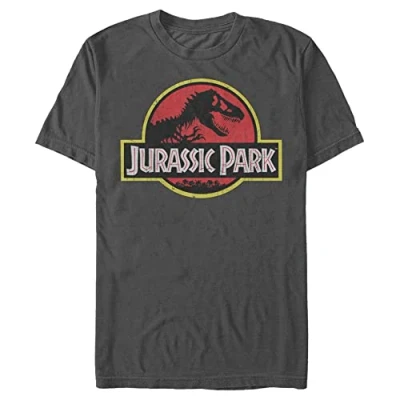 Abbildung von Jurassic Park Herren Logo Tee T Shirt, Dunkelgrau, L