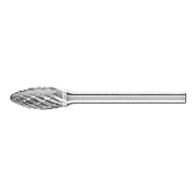Abbildung von PFERD HM Frässtift, Flammenform B, Zahnung 3 PLUS, Frässtift ø 6mm, Schaft 3mm, Länge 43mm, 21203633 für universelle Anwendungen auf den wichtigsten industriell verwendeten Werkstoffen