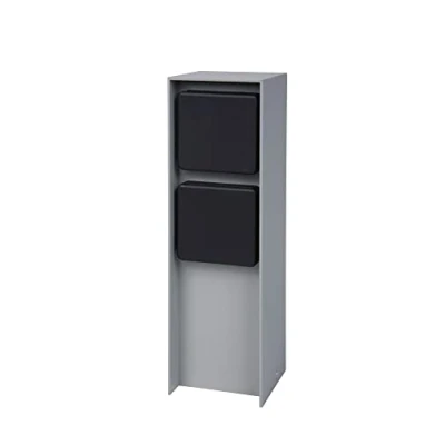 Abbildung von BOLD 19530 Abano Aussen Steckdose Garten (Steckdosen Säule) mit 2 Fach Stecker in Hellgrau (IP44 Outdoor Energie Säule 3680 Watt eckig Einfache Montage Plastikfreie Verpackung)