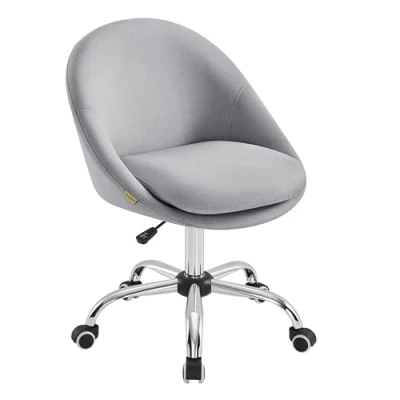 Abbildung von SONGMICS Homeoffice Stuhl, Schminkstuhl aus Baumwoll Leinen Mischgewebe, Schreibtischstuhl, Schaumstoffpolsterung, höhenverstellbar, für Arbeitszimmer, Schlafzimmer, Taubengrau OBG020G01