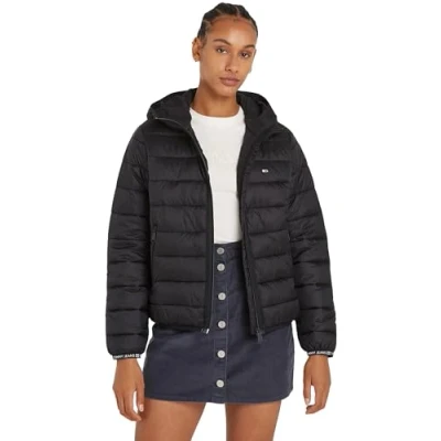 Abbildung von Tommy Jeans Quilted TAPE HOOD Winterjacke, Damen, Größe: 50, Black
