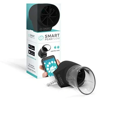 Abbildung von Smart Peak Flow Meter mit Bluetooth Einfache Charts und alle erklärten Messwerte CE Medical Device
