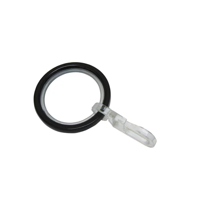 Abbildung von GARDINIA Gardinenringe für Gardinenstangen Mit Ø 20 mm, Gleiteinlage und Gardinenhaken, 10 Stück, Serie Chicago, Breite 4 Metall, Schwarz