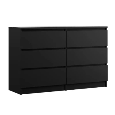 Abbildung von 3E 3xE living.com Kommode mit 6 Schubladen 120 cm, Farbe: Schwarz Matt, H: 79 B: T: 39 cm