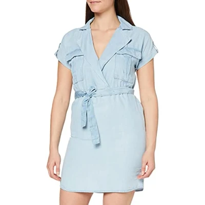 Abbildung von Noisy May NOS DE Damen Nmvera S/S Endi Tencel Dress Bg Noos Kleid, Blau (Light Blue Denim Light Denim), M EU