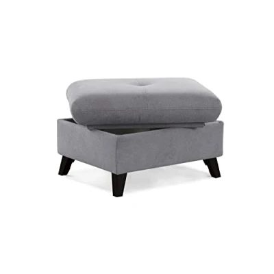 Abbildung von CAVADORE Polsterhocker Grönland / Skandinavischer Stauraum Hocker als Beistellhocker oder Fußhocker 76 x 47 63 Flachgewebe, Grau