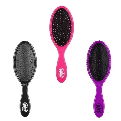 Abbildung von Wetbrush Original Detangler With Ultra Sift Intelliflex Bristles to Gently Separate Knots Ease, Does Not Rip Hair, For All Hair Types, Pink, Purple &amp; Black BUNDLE