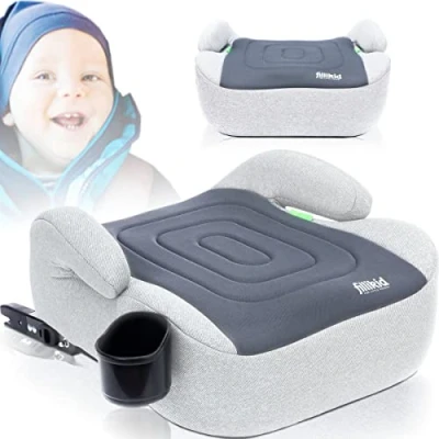 Abbildung von Sitzerhöhung i Size Norm Isofix Kinder Auto Sitz Gruppe 3 125 150 cm Körpergröße ECE R129 (GRAU)