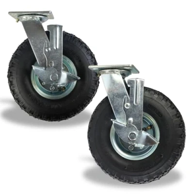 Abbildung von 2 x FROSAL Lenkrolle mit Bremse 260 mm Transportrolle Luftreifen Palettenrolle Rolle Luftrad Plattenrolle