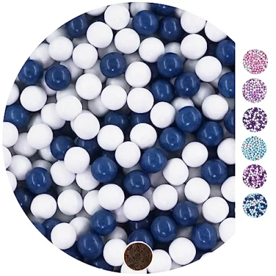 Abbildung von EinsSein 1kg Schokokugeln Mix small weiss dunkelblau ca. 1cm Gastgeschenke Hochzeit, Taufe, Kommunion, Konfirmation perfekt für Reagenzgläser Alternative Schokolinsen, Hochzeitsmandeln,