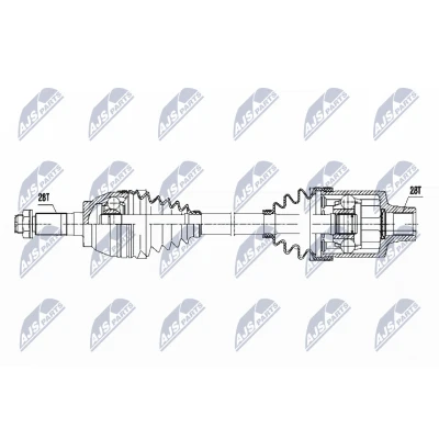 Abbildung von NTY NPW MZ 051 Antriebswelle Vorderachse rechts, 586 Schaltgetriebe MAZDA: 5, 3 Hatchback