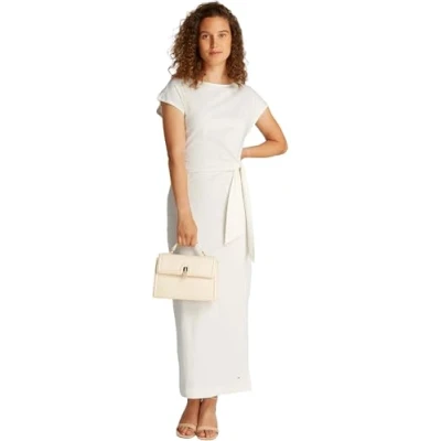 Abbildung von Tommy Hilfiger KNOT BOAT MIDI Dress Jerseykleid, Damen, Größe: Small, Ecru